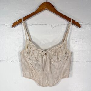 Urban Outfitters Out From Under Corset Top Cream Gingham Bustier Medium Coquette